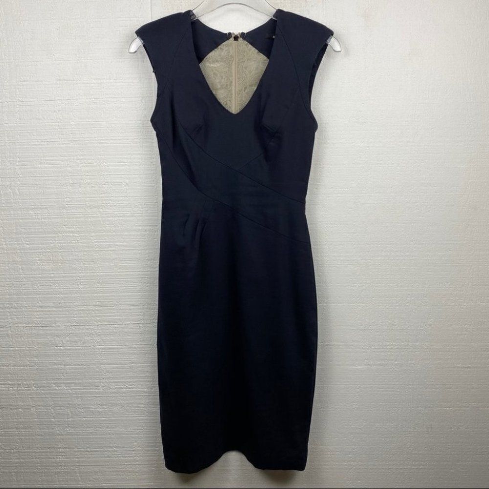 Black Halo Jagger Dress 0 Black Ivory Lace Back